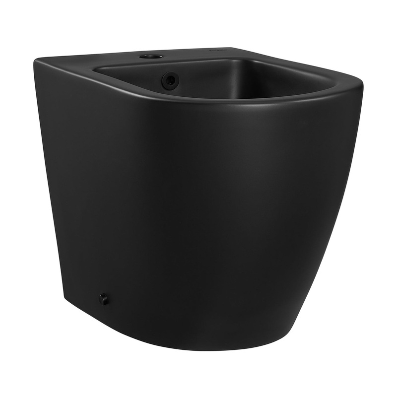 Swiss Madison St. Tropez 22" x 16" Matte Black Elongated Back-To-Wall Bidet With Single Faucet Hole and Matte Black Overflow Cover